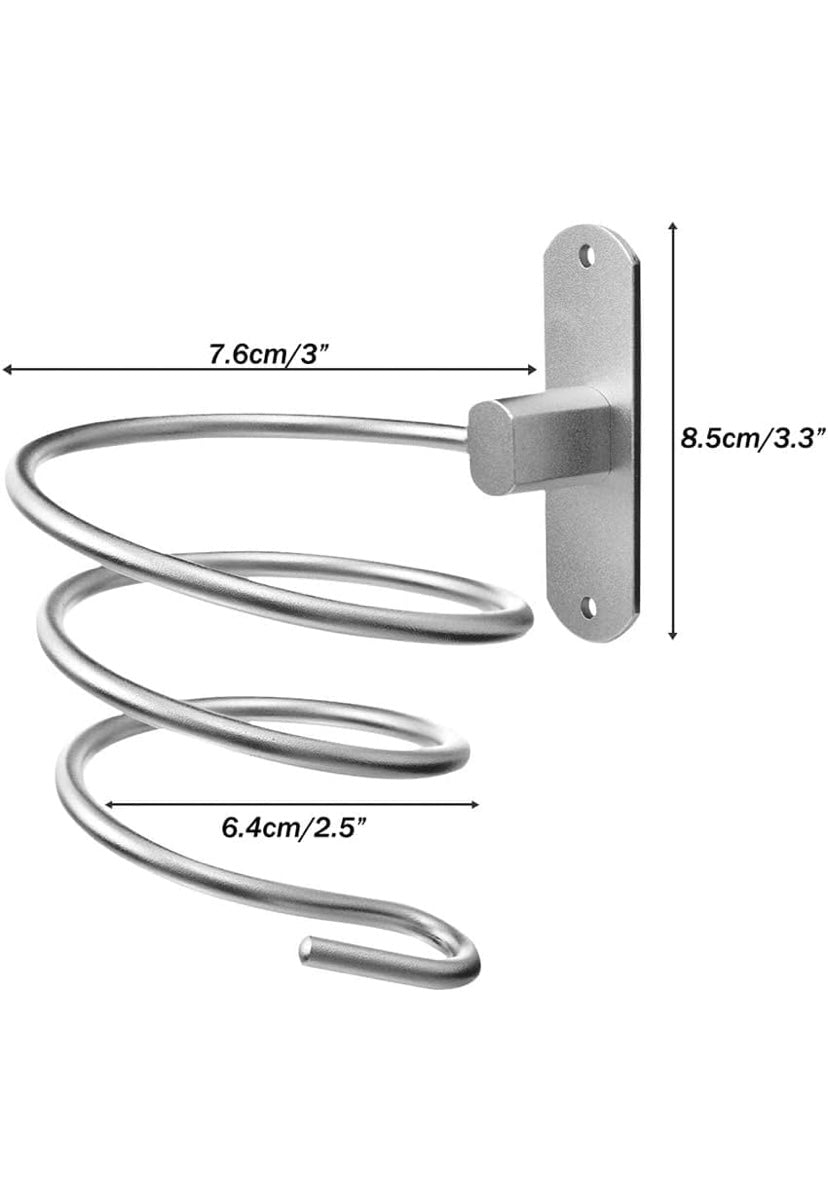 Mounted Spiral Hair Dryer Holder - Black