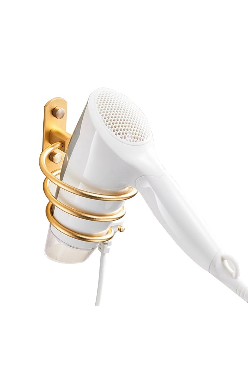 Mounted Spiral Hair Dryer Holder - Gold