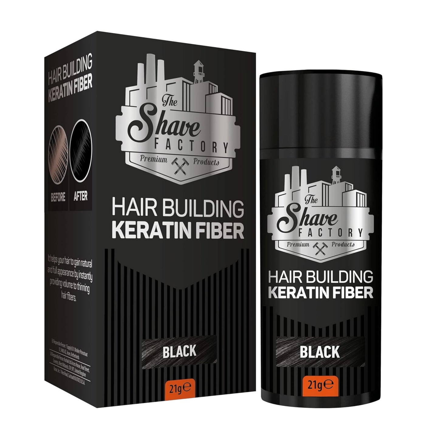The Shave Factory Hair Building Keratin Fiber Black - 21g