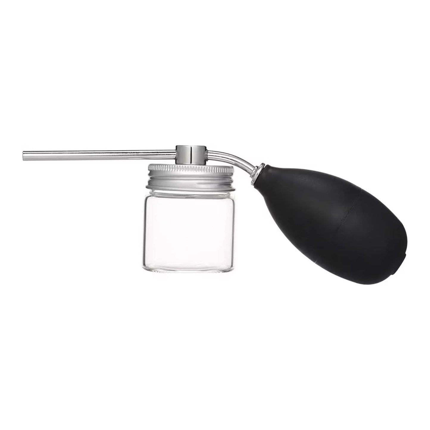 Hair Fiber Applicator Pump with Glass Container - Silver