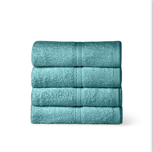 12pcs Turquoise Cotton Towels - 80cm x 50cm | For Barber & Beauty Salon