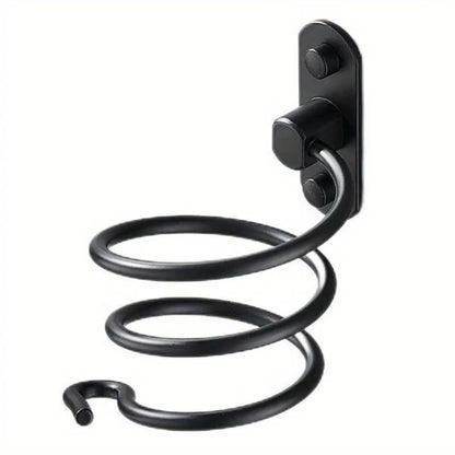 Mounted Spiral Hair Dryer Holder - Black