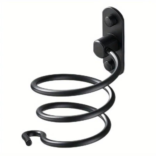 Mounted Spiral Hair Dryer Holder - Black