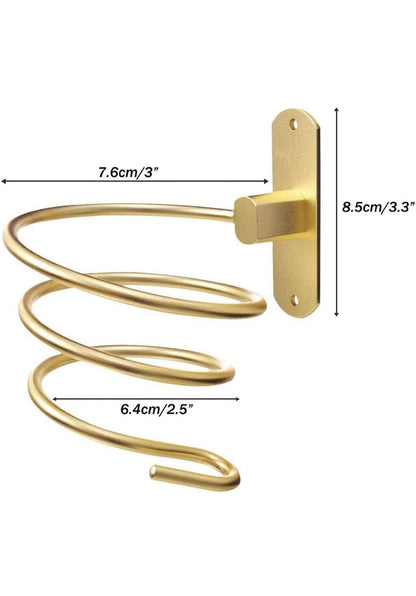 Mounted Spiral Hair Dryer Holder - Gold