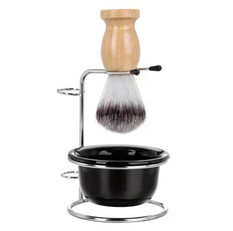 Shaving Set - Bowl + Brush + Metal Holder