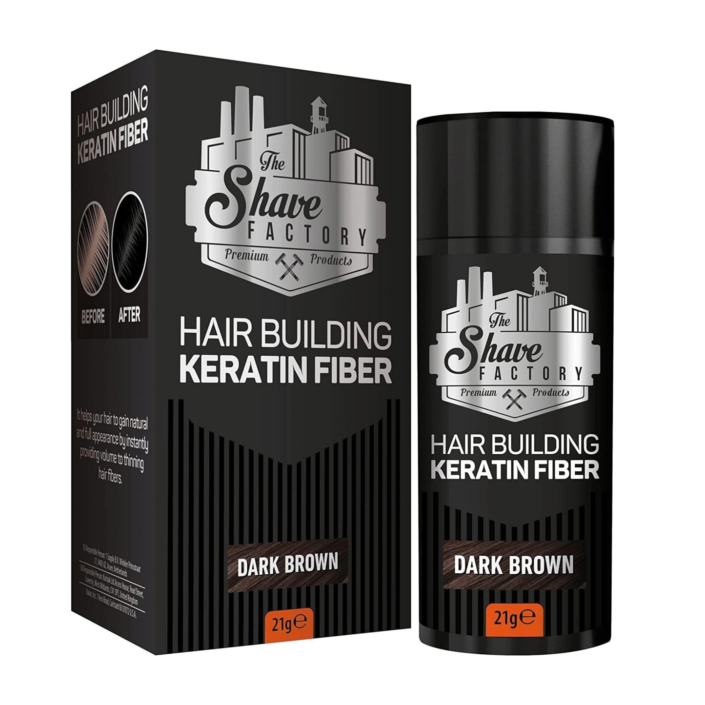 The Shave Factory Hair Building Keratin Fiber Dark Brown - 21g